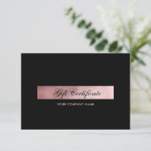 Elegante zwarte rosegold QR-code cadeaubon (Staand voorkant)