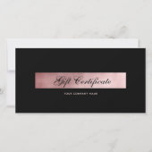 Elegante zwarte rosegouden QR-code cadeaubon (Voorkant)