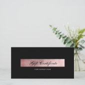 Elegante zwarte rosegouden QR-code cadeaubon (Staand voorkant)