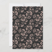 Elegante Zwarte Roze Frame Bloemige Bruiloft Kaart (Achterkant)