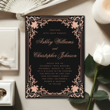 Elegante Zwarte Roze Kalligrafie Vintage Trouwdag