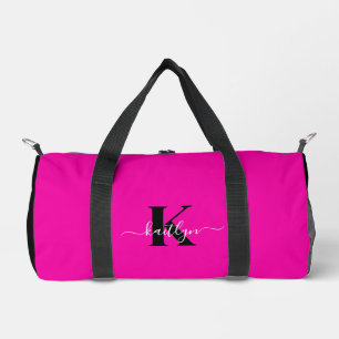 Elegante Zwarte Roze Script Monogram Plunjezak