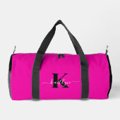 Elegante Zwarte Roze Script Monogram Plunjezak (Achterkant)