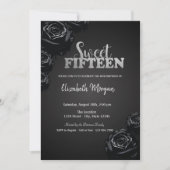 Elegante zwarte Rozen gotische 15e verjaardag Kaart (Voorkant)