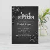 Elegante zwarte Rozen gotische 15e verjaardag Kaart (Staand voorkant)