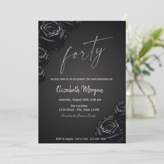 Elegante zwarte Rozen gotische 40e verjaardag Kaart