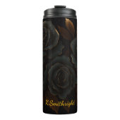 Elegante zwarte Rozen gouden accenten Thermosbeker (Voorkant)
