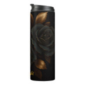 Elegante zwarte Rozen gouden accenten Thermosbeker (Geroteerd rechts)