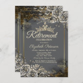 Elegante zwarte Rozen grijs pensioen Kaart (Voorkant / Achterkant)