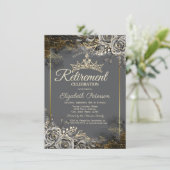 Elegante zwarte Rozen grijs pensioen Kaart (Staand voorkant)