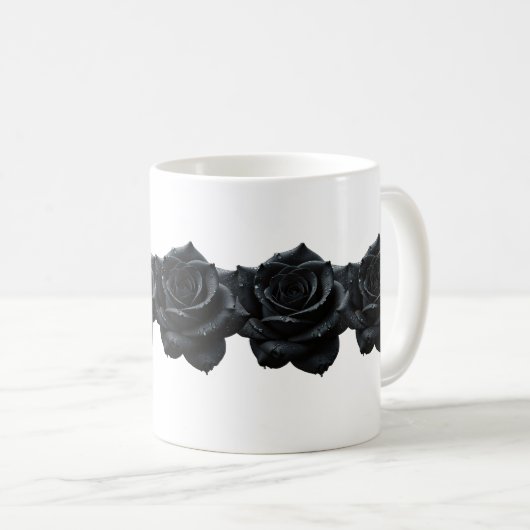Elegante zwarte Rozen koffie Mok (Voorkant rechts)