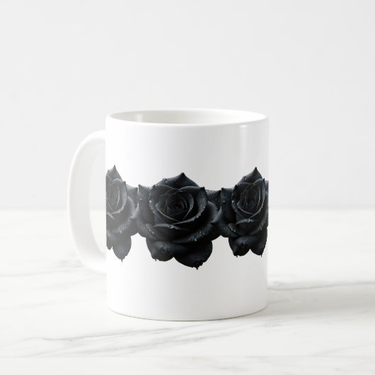 Elegante zwarte Rozen koffie Mok (Voorkant links)