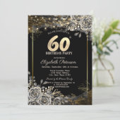 Elegante zwarte Rozen, Lichten zwart 60ste Verjaar Kaart (Staand voorkant)