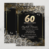 Elegante zwarte Rozen, Lichten zwart 60ste Verjaar Kaart (Voorkant / Achterkant)