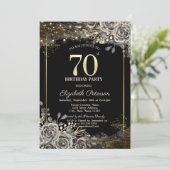 Elegante zwarte Rozen, Lichten zwart 70ste Verjaar Kaart (Staand voorkant)