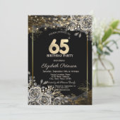 Elegante zwarte Rozen, Lights Black 65th Verjaarda Kaart (Staand voorkant)