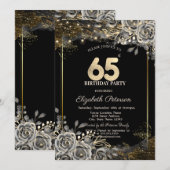 Elegante zwarte Rozen, Lights Black 65th Verjaarda Kaart (Voorkant / Achterkant)