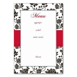 Elegante Zwarte Rozen Menu Kaart
