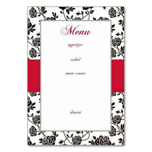 Elegante Zwarte Rozen Menu Kaart