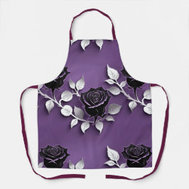Elegante Zwarte Rozen Met Zilveren Bladeren Schort