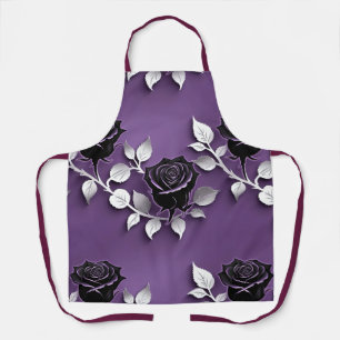 Elegante Zwarte Rozen Met Zilveren Bladeren Schort