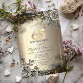 Elegante zwarte Rozen, String Lights 65th Verjaard Kaart