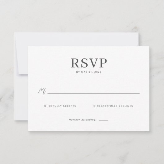 Elegante Zwarte RSVP Kaart (Voorkant)