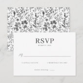 Elegante Zwarte RSVP Kaart (Voorkant / Achterkant)