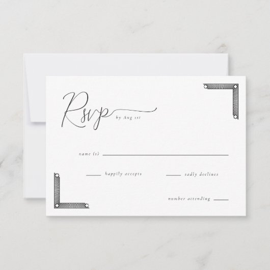Elegante Zwarte RSVP Kaart (Voorkant)