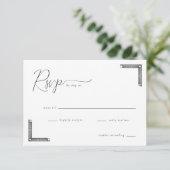 Elegante Zwarte RSVP Kaart (Staand voorkant)
