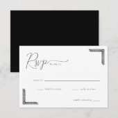 Elegante Zwarte RSVP Kaart (Voorkant / Achterkant)
