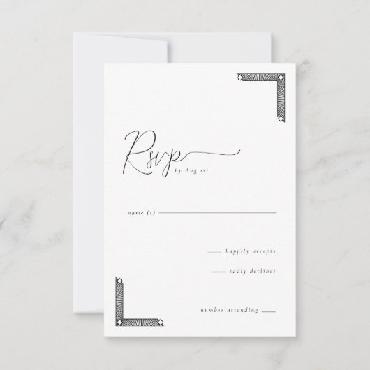 Elegante Zwarte RSVP Kaart (Voorkant)