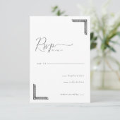 Elegante Zwarte RSVP Kaart (Staand voorkant)