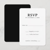 Elegante Zwarte RSVP Kaart (Voorkant / Achterkant)