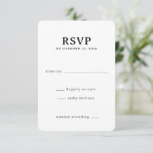 Elegante Zwarte RSVP Kaart (Staand voorkant)
