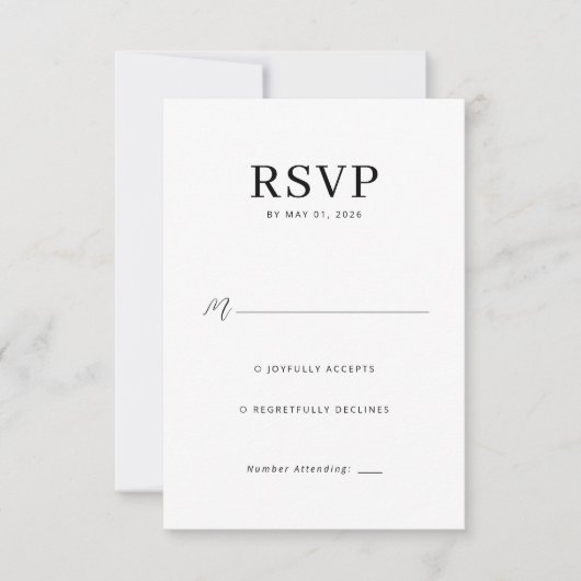 Elegante Zwarte RSVP Kaart (Voorkant)