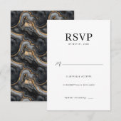 Elegante Zwarte RSVP Kaart (Voorkant / Achterkant)