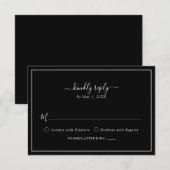 Elegante zwarte RSVP kaart (Voorkant / Achterkant)