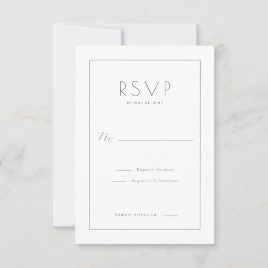 Elegante zwarte RSVP kaart (Voorkant)