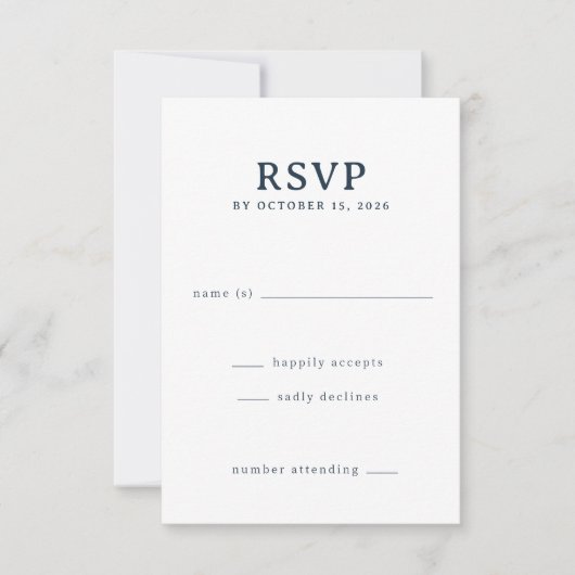 Elegante zwarte RSVP kaart (Voorkant)