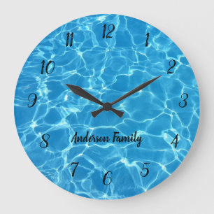 Elegante zwarte ruwe cijfers oceaan foto gepersona grote klok