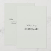 Elegante zwarte salie groene bruidsmeisje voorstel save the date (Voorkant / Achterkant)