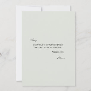 Elegante zwarte salie groene bruidsmeisje voorstel save the date