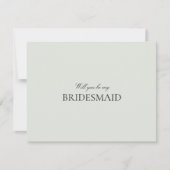 Elegante zwarte salie groene bruidsmeisje voorstel save the date (Voorkant)
