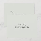 Elegante zwarte salie groene bruidsmeisje voorstel save the date (Voorkant / Achterkant)