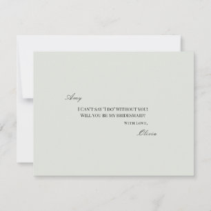 Elegante zwarte salie groene bruidsmeisje voorstel save the date