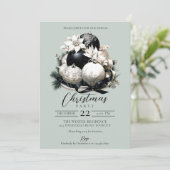 Elegante zwarte salie ivoor kerstfeest kaart (Staand voorkant)