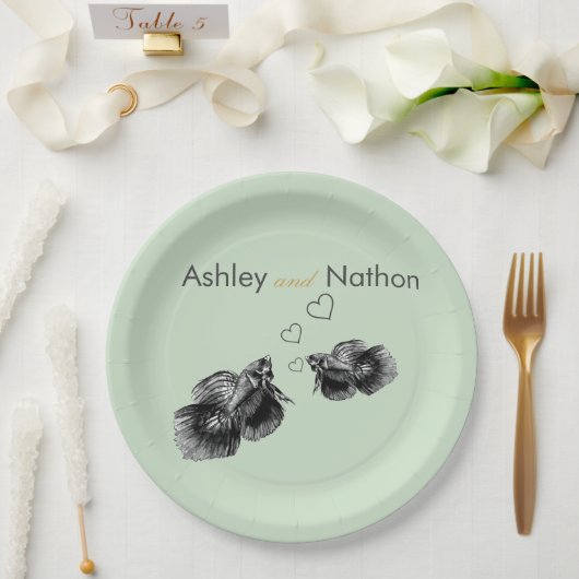 Elegante zwarte salie Waterverf kustbruiloft Papieren Bordje (Huwelijk)