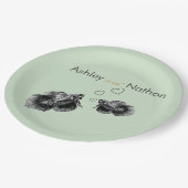 Elegante zwarte salie Waterverf kustbruiloft Papieren Bordje (Gekanteld)