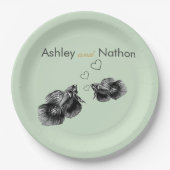 Elegante zwarte salie Waterverf kustbruiloft Papieren Bordje (Voorkant)